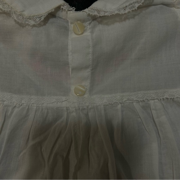Vintage White Infant Dress with Pink Floral Embroidery - Picture 7 of 8